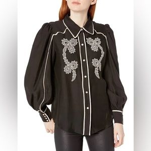 C/Meo Collective Nearby Black Shirt Pearl Snap Long Sleeve Cowgirl Western